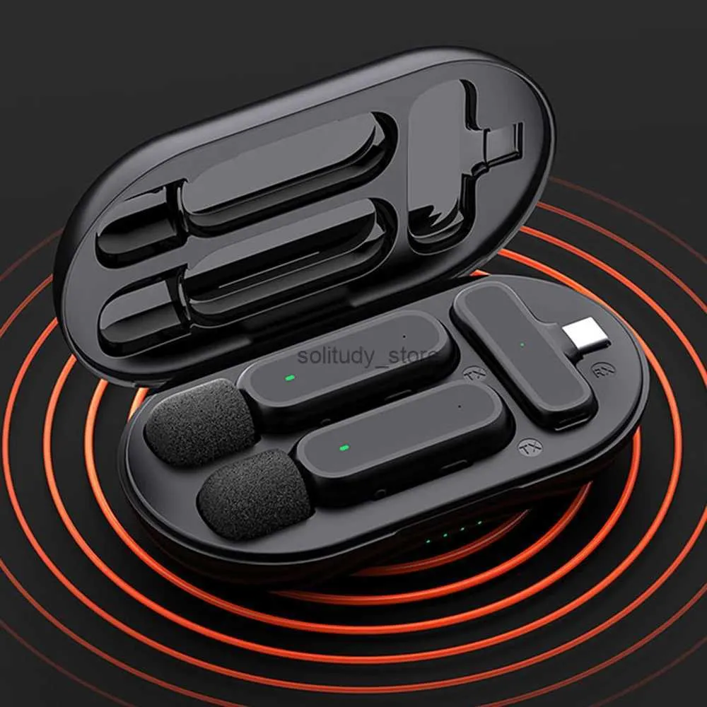 Microfones trådlöst Lapel Microphone Mobile Portable Charging Case Wireless Android iPhoneq