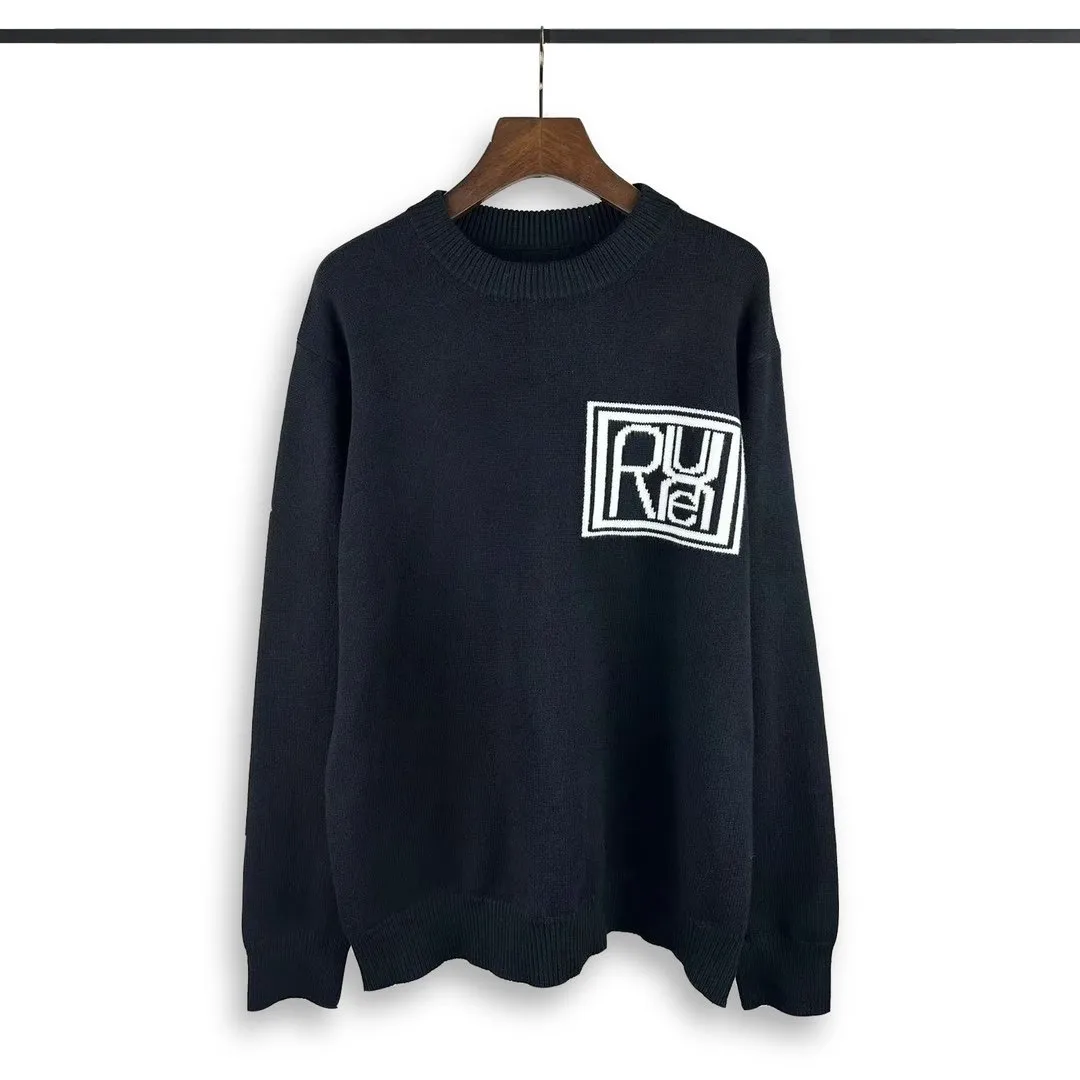 남성 후드 스웨터 스웨터 스웨트 셔츠 편지 자카드 느슨함 긴 소매 스웨터 풀 오버 캐주얼 크루 넥 느슨한 가을과 겨울 탑#111