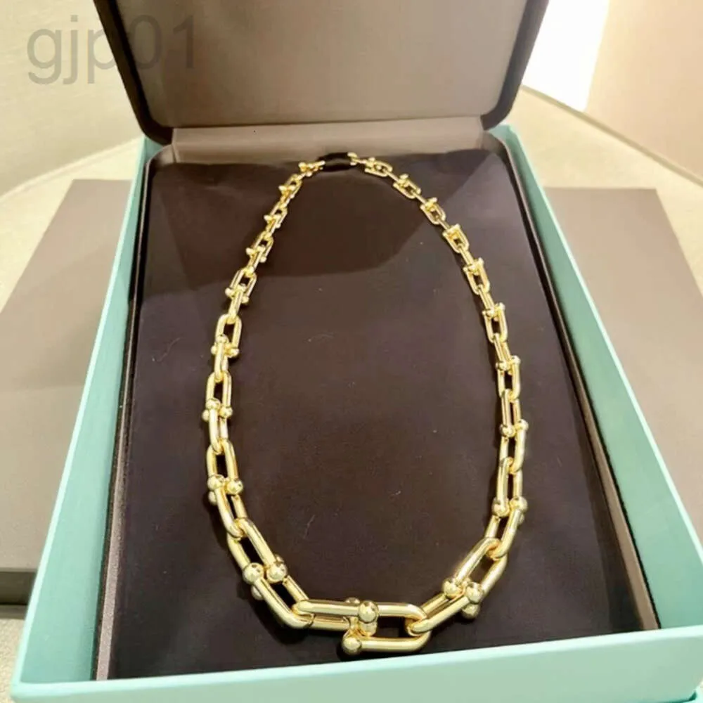 Desginer Tiffanybrete Tiffanie High Version v Gold T Семья подкова двойное кольцо бамбукового колье в роскошном роскошном универсальном USHAPED БОЛЬШОЙ МУЖНОЙ И ЖЕНЩИХ A