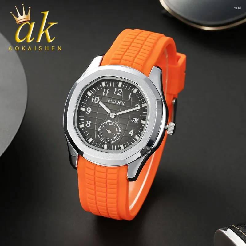 Muñecos de pulsera Aokaishen Fashionable Casual de alta gama Classic Hand Grip Rubber Men's Quartz Watch 2024 Fashion