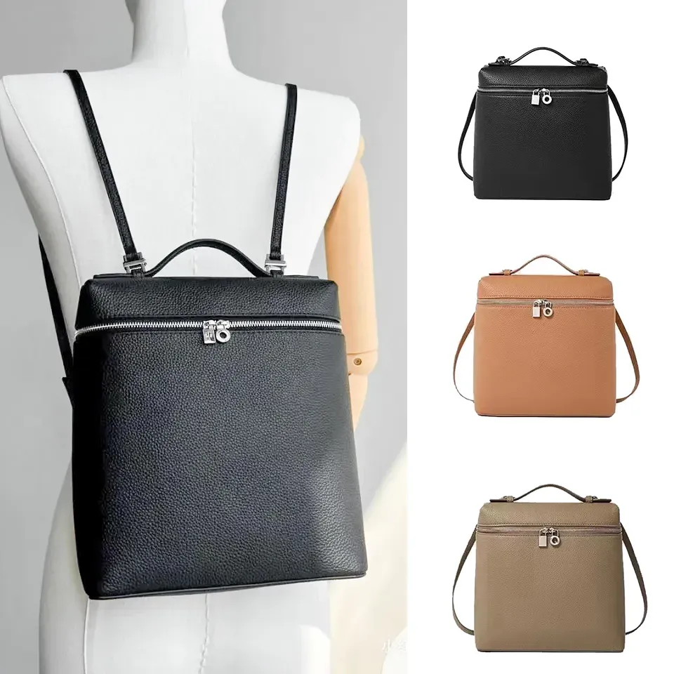 Extra fickan ryggsäck läder fyrkantiga skolväska kvinnor mens handväska koppling bakpaket luxurys designer väska piana crossbody bokväskor axel tote lady ryggsäck väskor