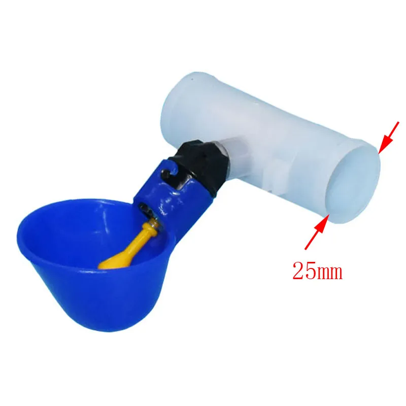 50 pc's pluimvee drinkbeker 20 mm/25 mm connector en blauwe hoogwaardige plastic automatische kippendrinkers gevogelte benodigdheden