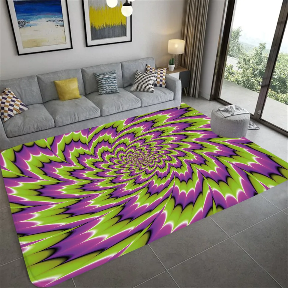 3D-Druckmusterbereich Matte Psychedelic Teppich moderne Nicht-Schlupf-Wohnzimmer Boden Fußmatte Kinder spielen Matten Teppiche Yoga Matten Badezimmer Teppich