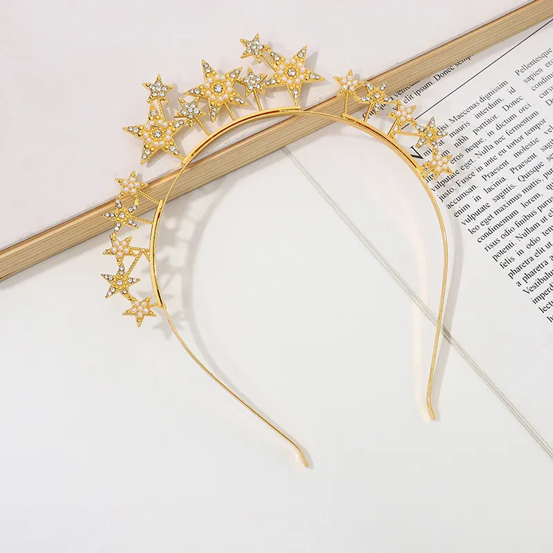 DHgate Starry Rhinestone Baroque Headband Tiara for Bridal Wedding Party Pageant Wedding Party Events