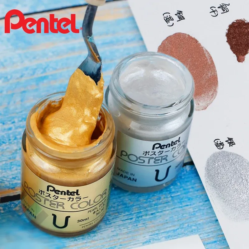 تغطية الطلاء بنتل Pentel Professional Professional Guache Paint Strong Color String Dreating 30ml-Chipe Like Dipment Painter Art Supplies Supplies Stationery