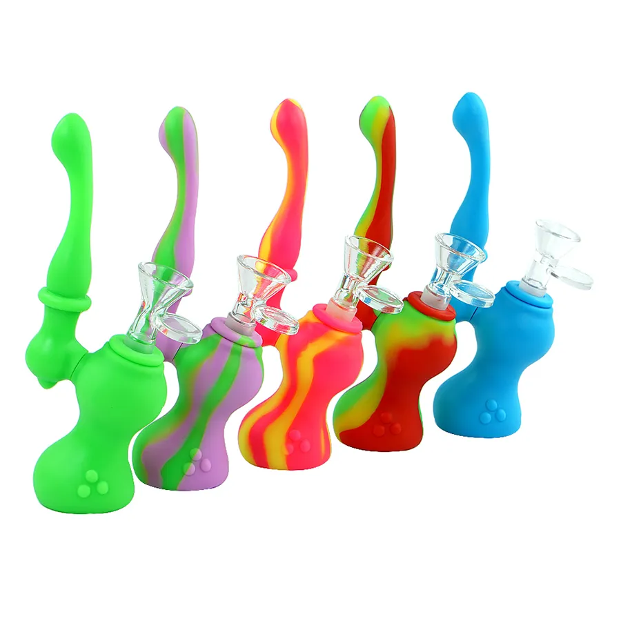 Smoking Accessories Silicone Bubblers Colorful with Glass Bowl Tobacco Hookahs Bongs for Customize Payment Link