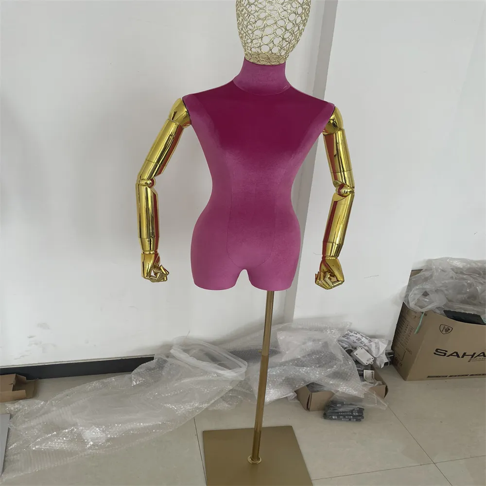 Mannequin à main en tissu féminin complet pour les bijoux de modèle de tête, femmes flexibles, a réglable peut épingler, 2 couleurs, base de trépied du corps, C840