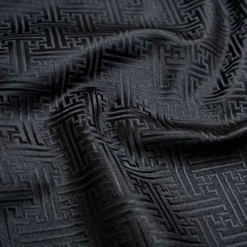high-grade black swastika brocade fabric is suitable for DIY hand-stitching clothing bag, curtain, patchwork upholstery