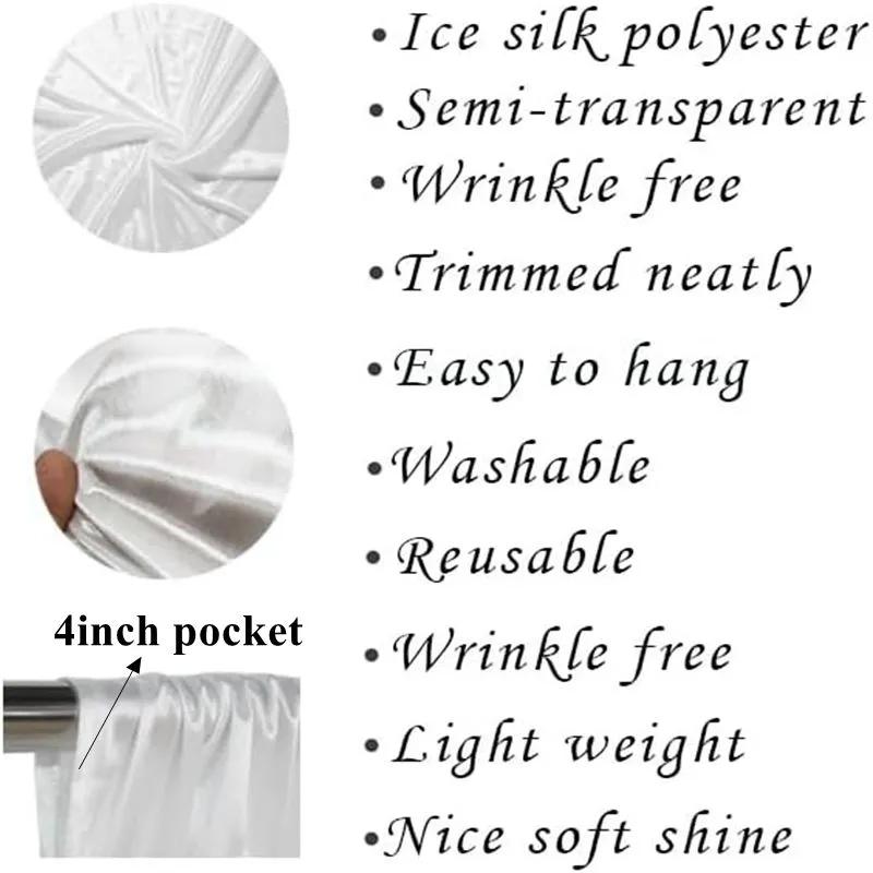 Sheer Ice Silk White Wedding Wedding Curtain Pannello Pannello Stage Sfondo Foto Booth Event Party Decoration