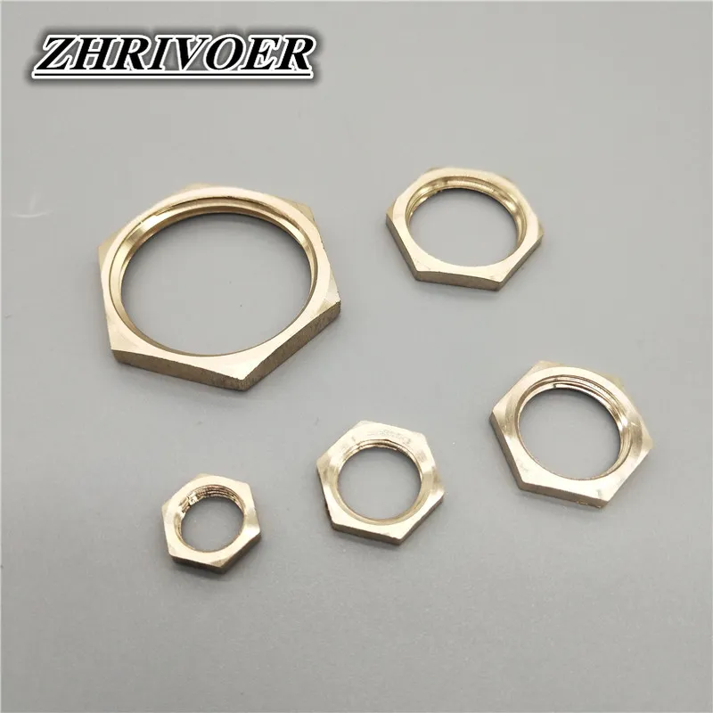 Brass Hex Slotmoeren Pijpaanpassing M10 M12 M14 M16 M20 1/8 "1/4" 3/8 "1/2" 3/4 "1" BSP Vrouwelijke draad zeshoekige schachtkap