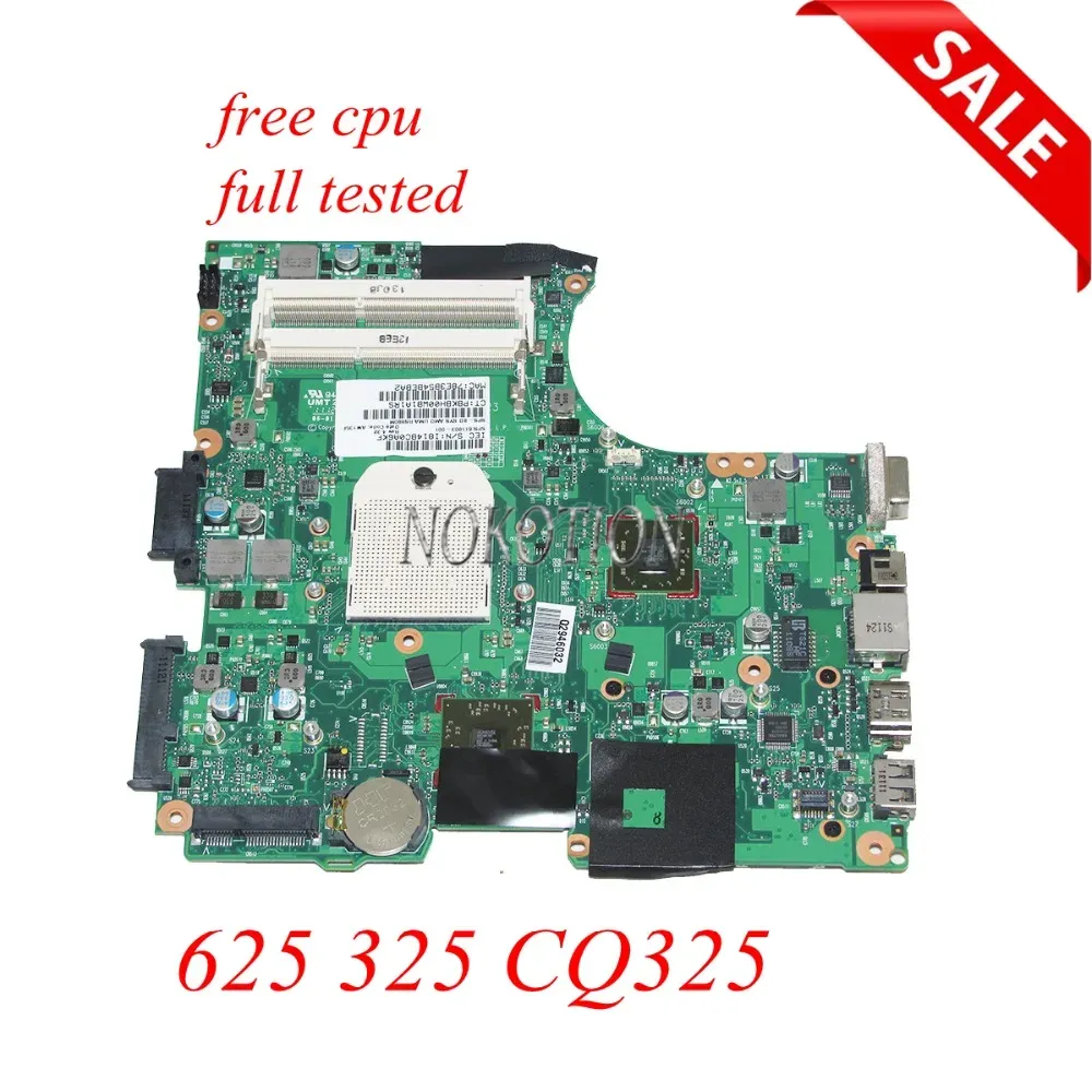 Moderkort Nokotion 611803001 Laptop Motherboard för HP 625 325 425 CQ325 CQ625 CQ425 RS880M DDR3 Socket S1 Main Board Free CPU