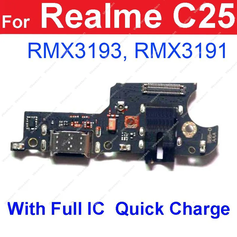 USB -oplaadbord voor Realme C20 C21 C21Y C25 C25Y C25S C35 USB -lader Jack Board Connector Flex Cable Port Onderdelen