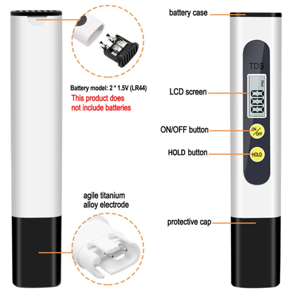 Digitale TDS-meter TESTER TEMPERATUUR PEN WATERPURITE PPM FILTER HYDROPONISCH VOOR AQUARIUM POOL WATERMONTRIJK TESTER 0-9990PPM