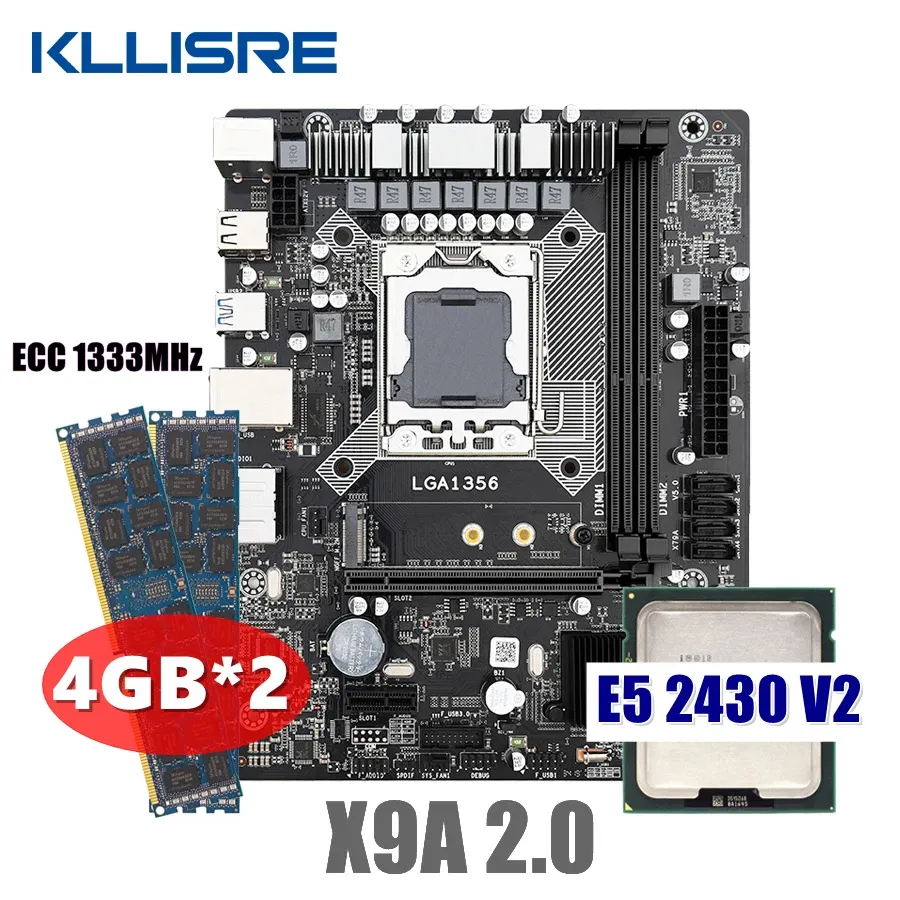 Cartes mères Kllisre X79 Kit de set de carte mère avec Xeon LGA 1356 E5 2430 V2 2PCS x 4 Go = 8 Go 1333MHz DDR3 Mémoire ECC