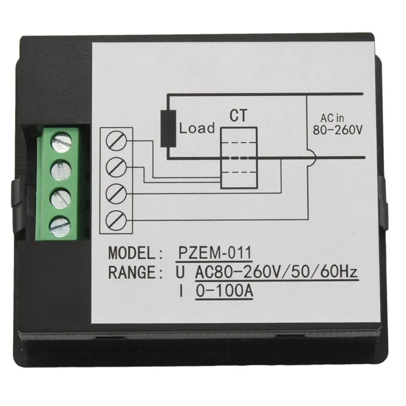 Однофазный цифровой электрический счетчик мощности Wattmeter 220V 100A KHW Energy Meter Pzem-011 с CT-разделом