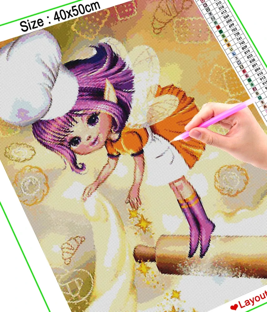 Elf Kitchen Girl DIY 5D Diamond Painting Kit, Full Drill Square Round ...