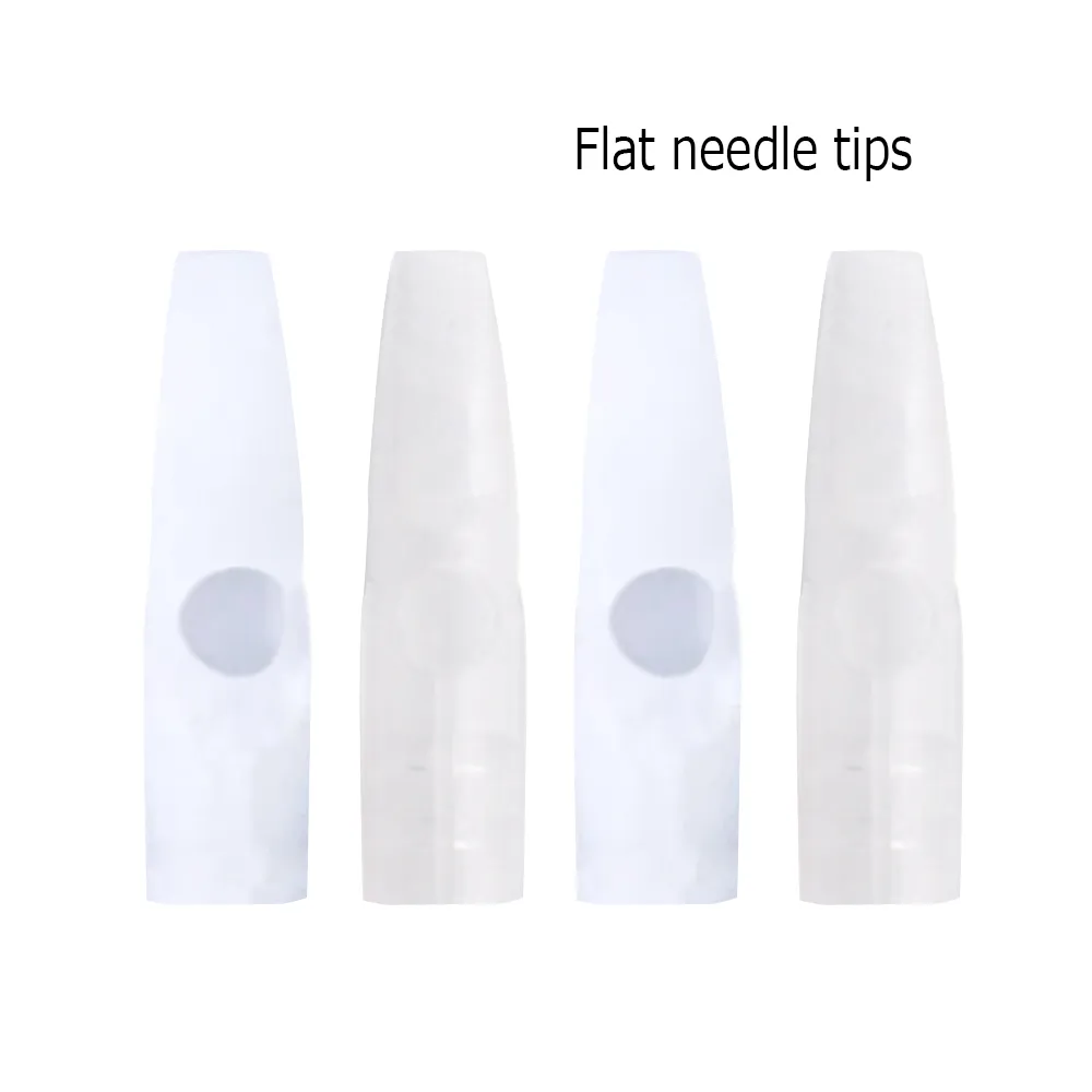 50pcs Flat Needle Tips Transparent/ White Flat Needle Caps For Permanent Makeup Mosaic/Dragon/Merlin Tattoo Machine