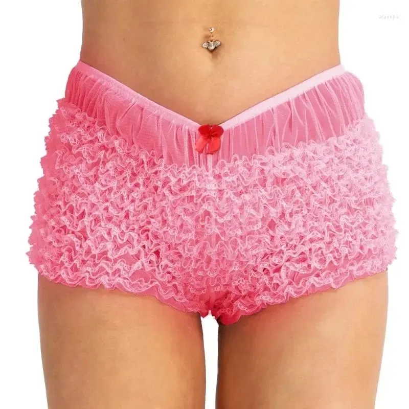 Kvinnors shorts högkvalitativa kvinnliga damer underkläder rufsade spetsblomare knickers med en båge sexiga trosor underkläder underbyxor ydl24