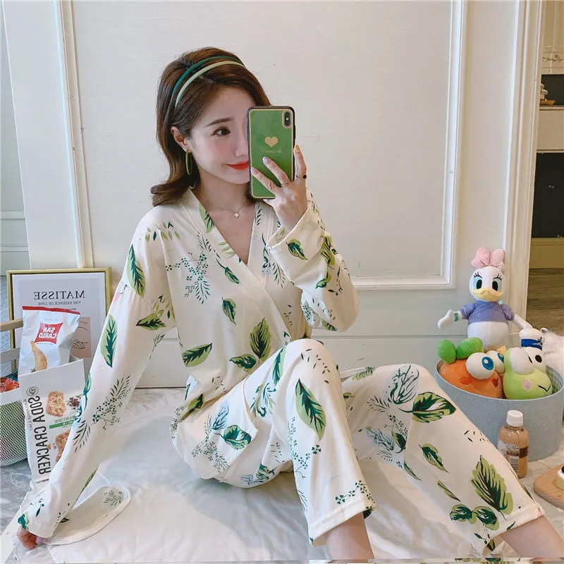 Spring and autumn postpartum maternity pajamas feeding set Spring and autumn postpartum maternity pajamas feeding set
