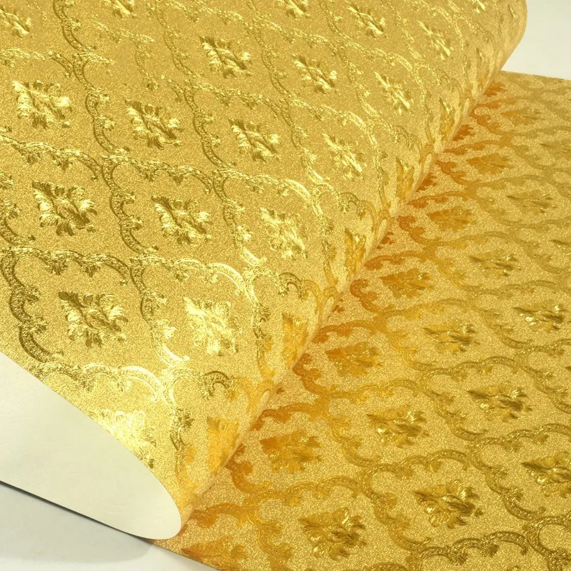 Europäischer Stil Luxus Golden Damaskus Hintertapeten Blume 3d Roll Wohnzimmer TV Sofa Schlafzimmer Wohnkultur PVC Vinyl Wallpapiere