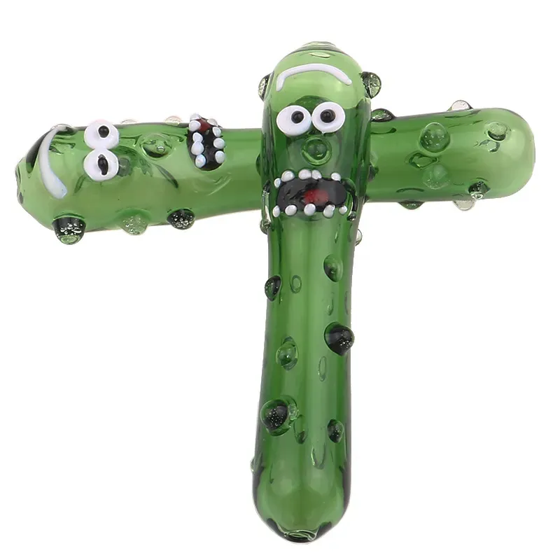 Glas grappige augurk pijp komkommer bedwelmende hand pyrex lepel schattig water tabak groen bubbler rookpijpen accessoires kerst 11 ll