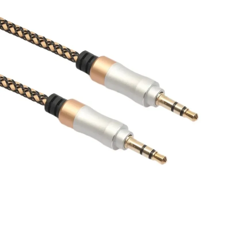 3.5mm Car Audio Aux Cable Male To Male Stereo Earphone Extension Cord Braided Shield Aux Cable Line