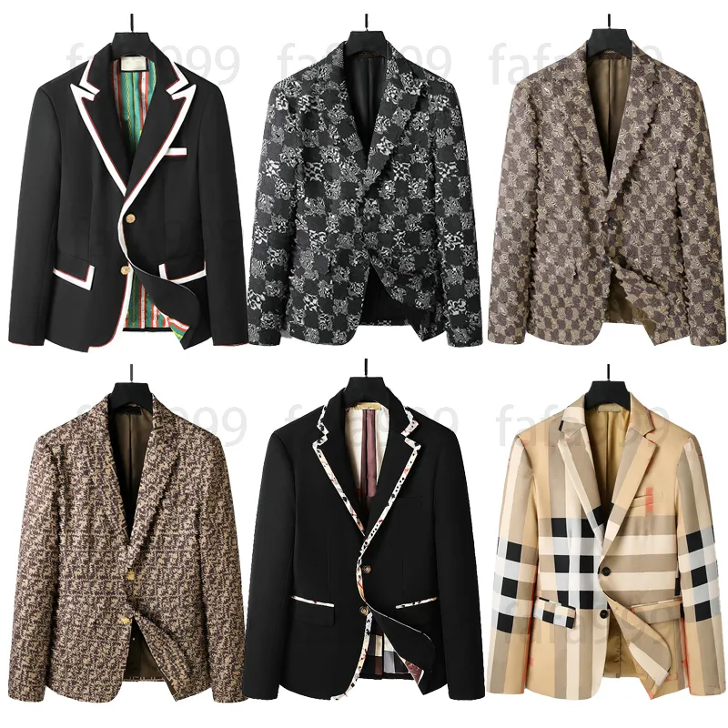 Mens Blazers Designer Brand Western Clothing Autumn Outwear London England Coat Grid Plaid Randig Geometry Patchwork Jacket Suits Rockar Dress Suit