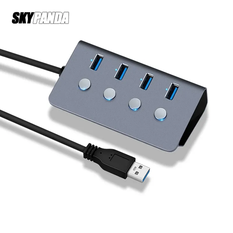 Cubs Subcontrole Switch 4port USB 3.0 Hub Liga de alumínio 60/10/150cm Cabo até 5 Gbps Multi USB Splitter para laptop para desktop