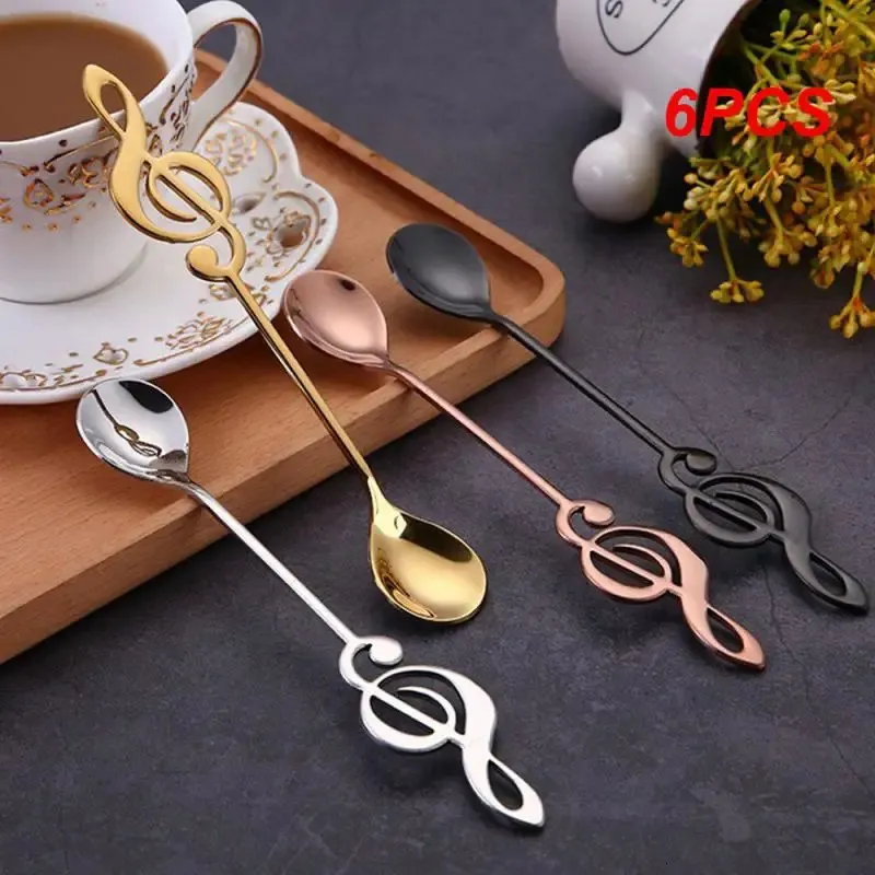 6pcs Edelstahllöffel kreativer Eis Kaffee Tee Milch Scoop Home Küchenlöffel Bar Accessoires 240410