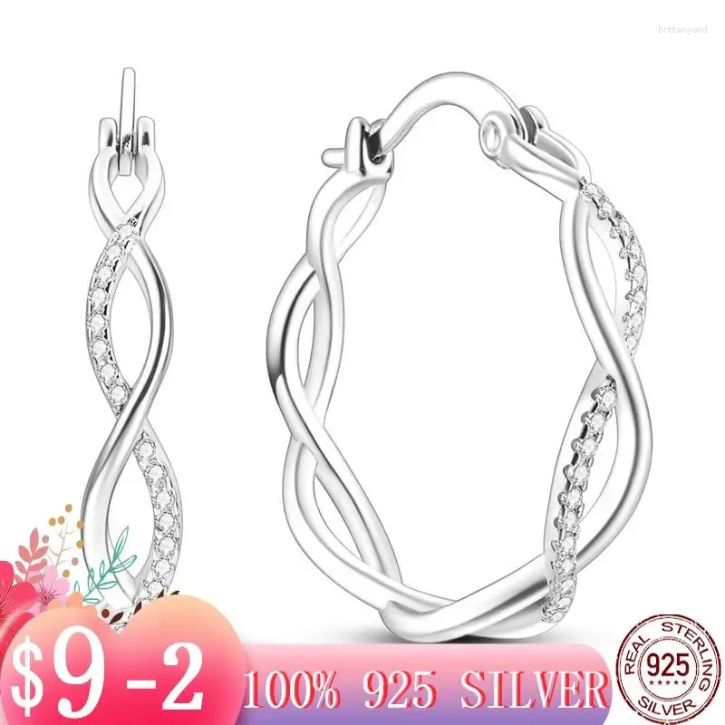 Hoop oorbellen Infinity Lnfinite Love Shimmering Zirkoon Interweef voor Lady Teens Girl Silver Color Women Party Sieraden