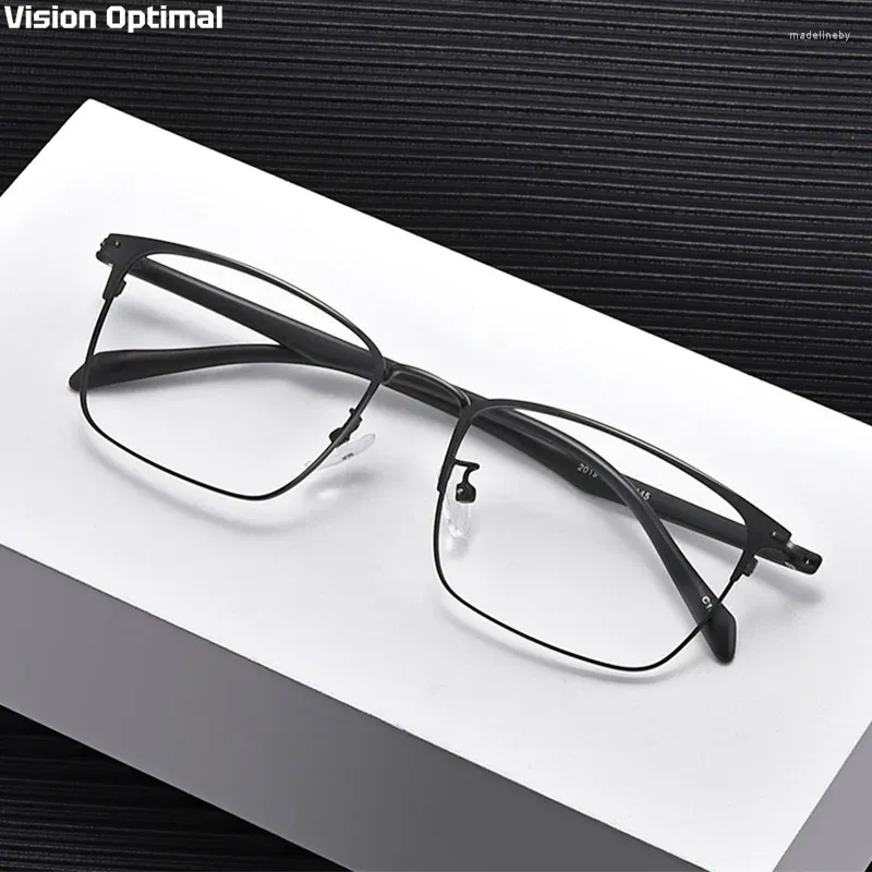 Sunglasses Frames Vision Optimal Men Browline Square Ultra Light Pure Titanium Frame Optical Prescription Anti Blue Glasses 2024