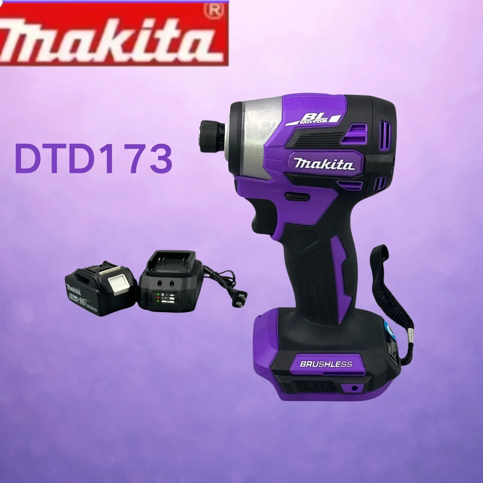 DTD173 PURPLE 18V LXT Brushless Motor Electric Drill WoodboltMode laddningsbara Power Tools Cordless Impact Driver 240407