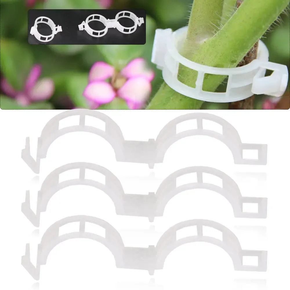 White Plants Stems Support Clip Reusable Tied Bundle Branch Clamp for Garden Tomato Vegetable Vine Twine Upright Make Fixed Ring