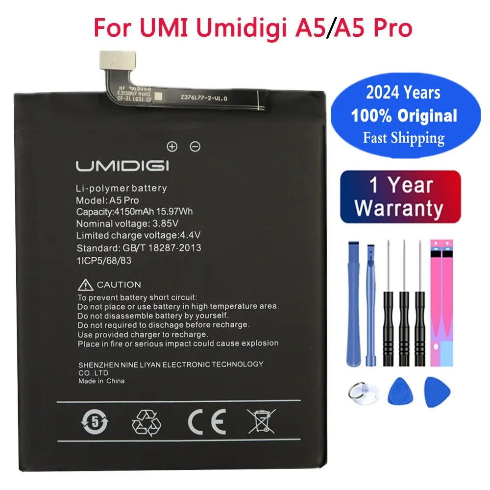 2024 ans Batterie d'origine pour UMI Umididigi A5 Pro A5Pro Phone Battery 4150mAh Batteries Bateria de haute qualité en stock + outils