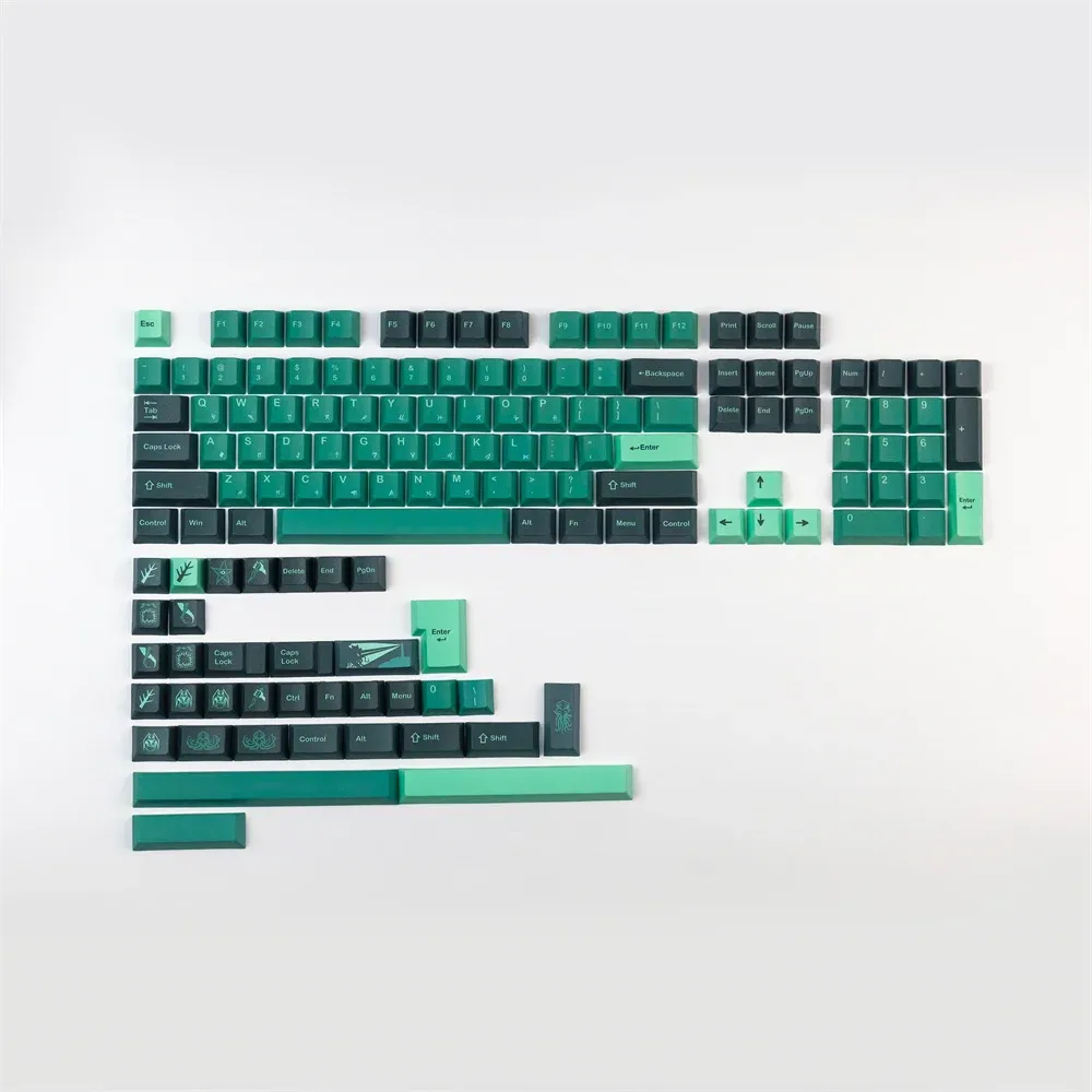 Kombinasyonlar gmk bushido anahtar kapağı siyah yeşil gmk korkusu pbt tuşa tam setler kiraz profili 5 yüz boya subbed uyumlu% 99 mekanik klavye