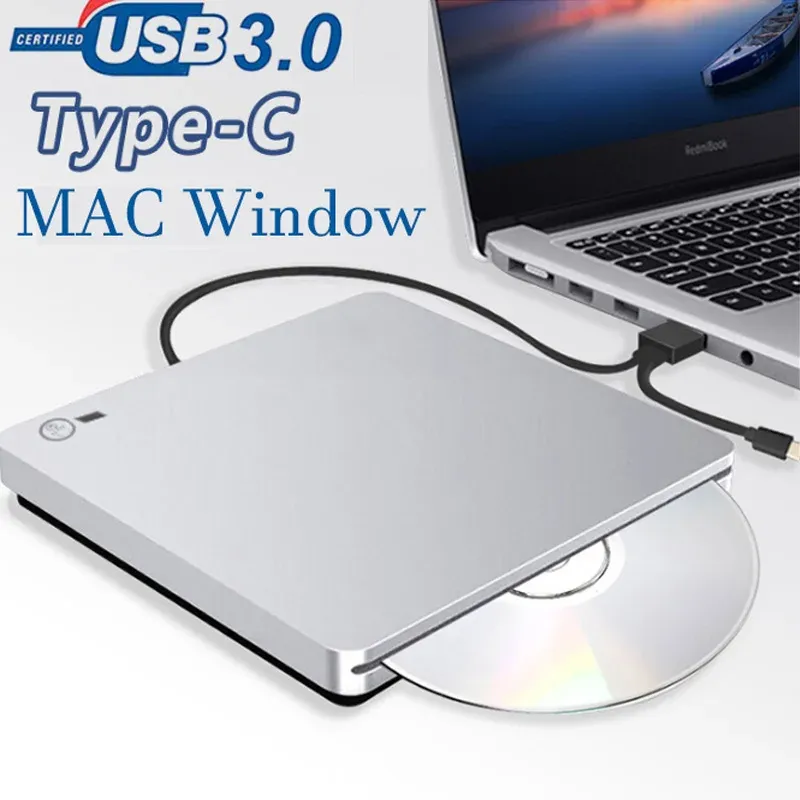 Przypadki USB 3.0 DVDROM Napęd optyczny Zewnętrzny Slim CD ROM Disk Reader Desktop PC Laptop Tablet Promocja DVD Play