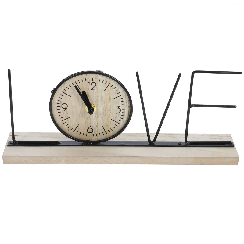 Table Clocks Retro Clock Ornament Vintage Style Unique LOVE Letter Design No