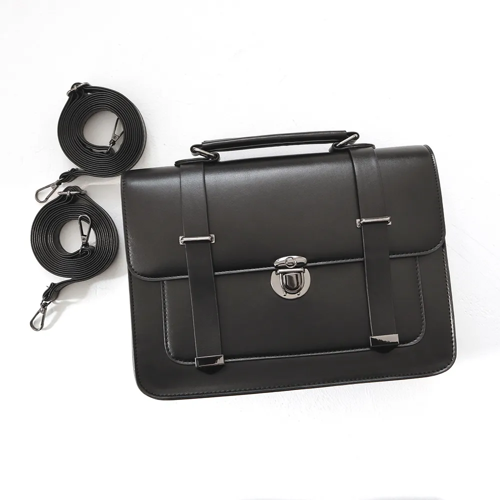 Black School Supplies Backpack Female PU Leather Backpack Japanese Street Bag Wo Amazon.com | JHTPSLR Japanese Leather Backpack Adjustable  main image 2