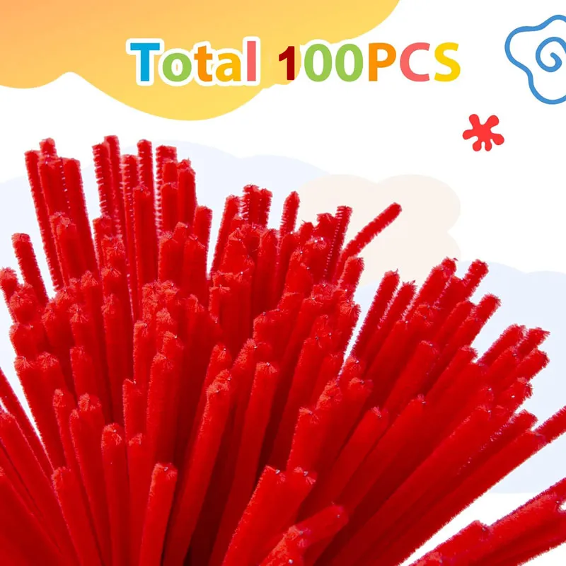 100pcs Çok renkli şönil Boru Temizleyicileri Çocuklar Peluş Çubuk Çocukların Eğitim Oyuncakları DIY Yaratıcı Okul Projeleri