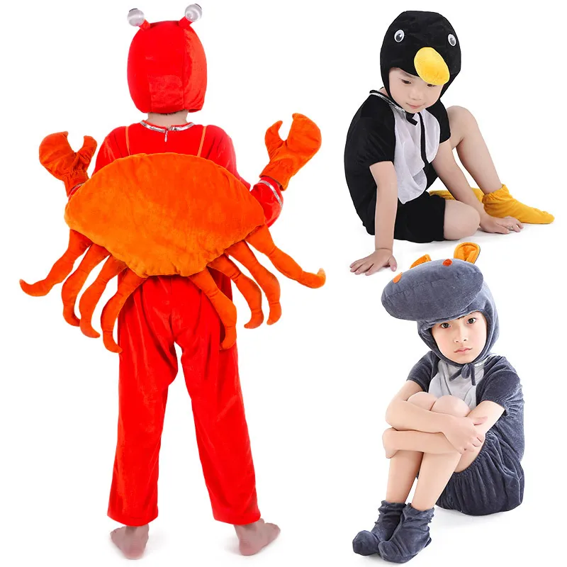 Enfants Adulte Animal Performance Costume Crab Dolphin crevel Pengium Cosplay Clothing Animal Cosplay Costumes Assumes