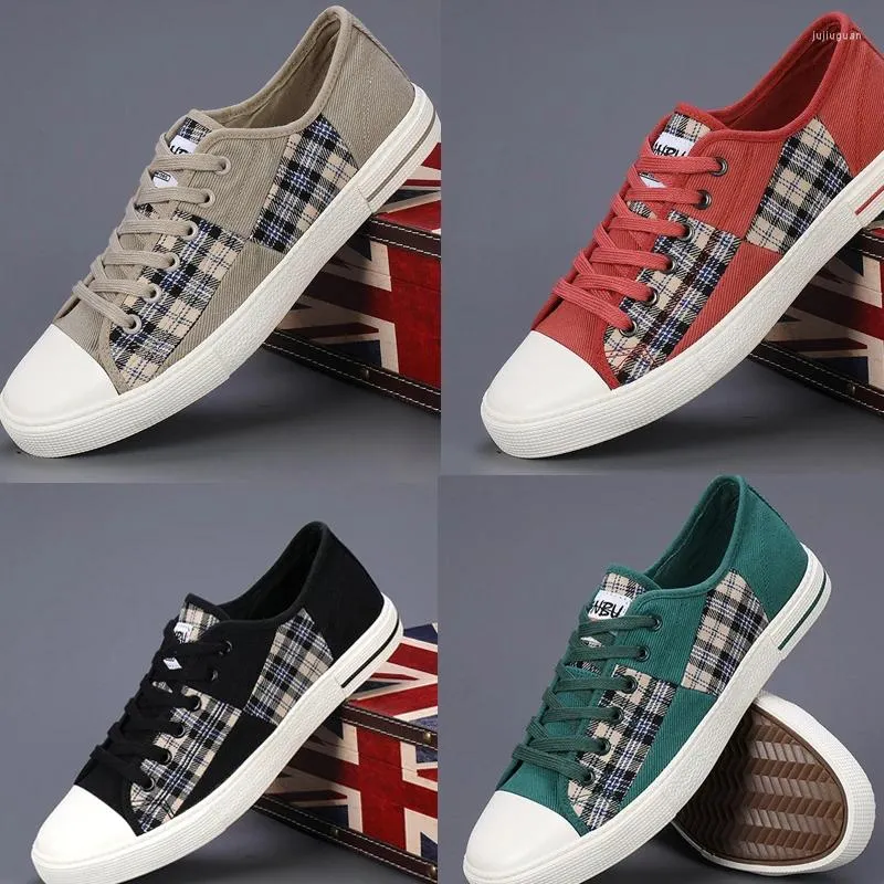 Chaussures décontractées pour hommes baskets plaid canvas lace up up mâle patchwork supérieur street plate chaussure unisexe unisex baissine vulcanisé semelle