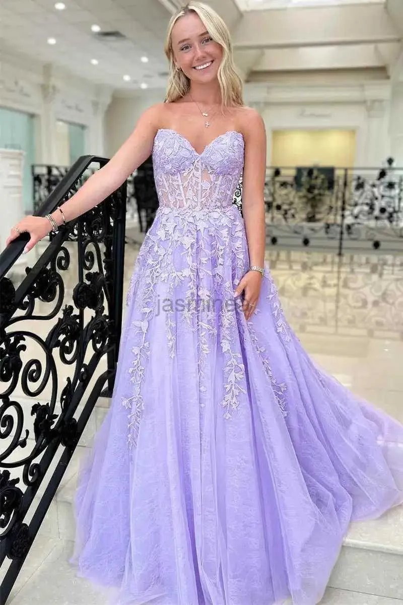 Urban Sexy Dresses A Line Sweetheart Corset Prom Dress With Split Appliques Sweet Tulle Formal Evening Gown Bodice Party Bridesmaid Dresses 24410