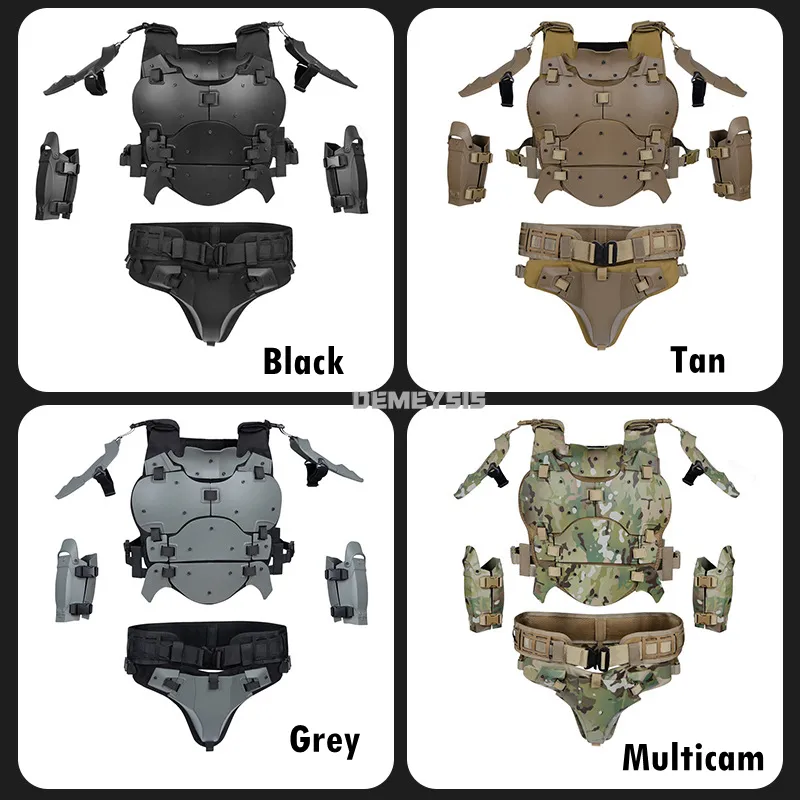 Tactical Chest Protector Set Back With Elbow, Shoulder, Crotch, And