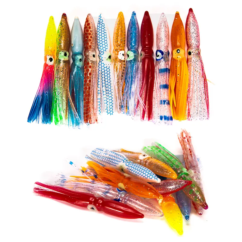 Soft Lere Squid Squid 8 cm Rubber Artificial appâts Lures Octopus Wobblers Thon Kingfish Sailfish Marlin Appâts