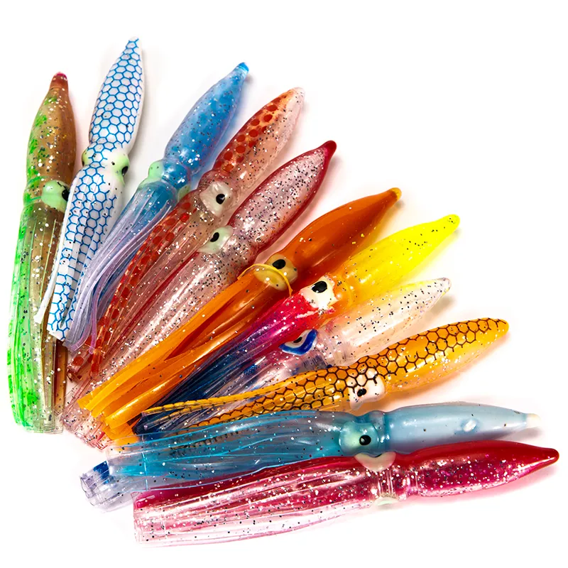 Gonfie di calamari in esca morbida da 8 cm esche artificiali esche artificiali Octopus Wobblers Tuna Kingfishfishfish Baits Marlin esche