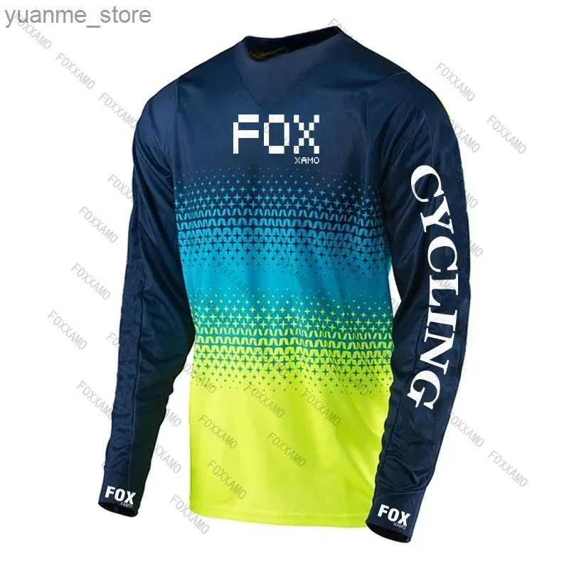 Koszulki rowerowe Topy Xamo Road Motocross Shirt Men oddychający rower górski z długim rękawem Profesjonalne koszulki rowerowe szybkie suszanie Y240410