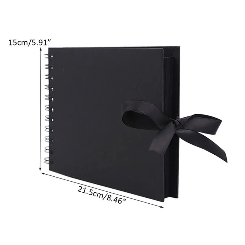 30/80 pages Diy Bowtie Ribbon Scrapbook Craft Paper Photo Photo Album Album Mémoire de mémoire Kraft Paper Black Cardboard