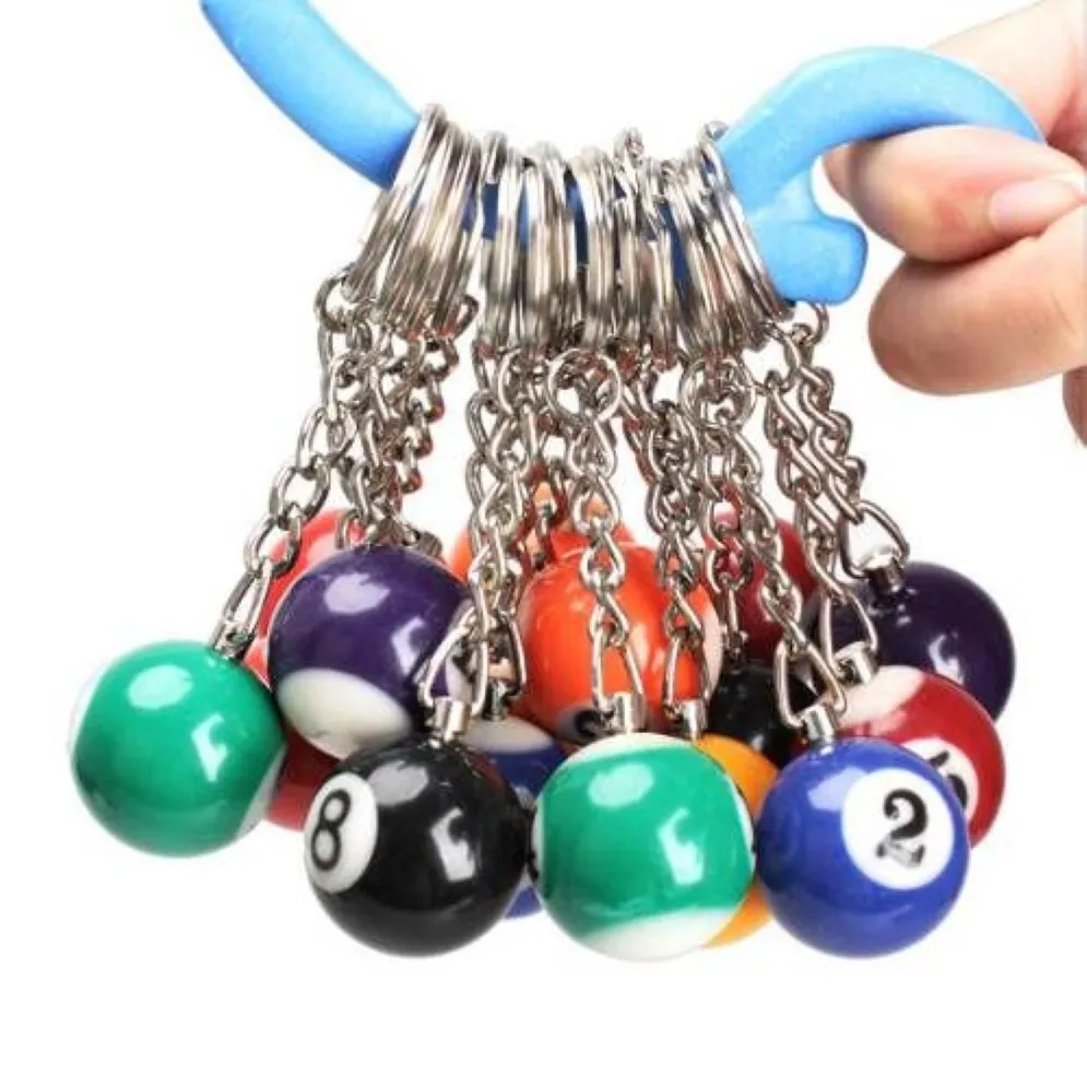 16pcs Snooker Ball Set Keychain Billiards Pool Keyring Gift 25mm283n