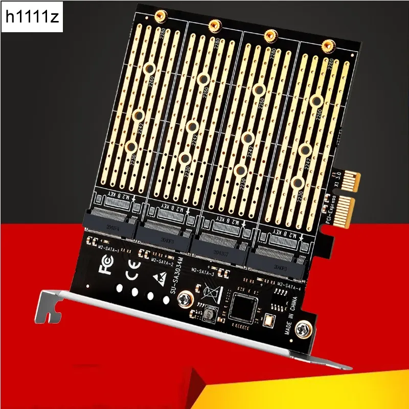 Cartes Chi a Mining PCIe vers M2 Adaptateur PCI Express X1 3.0 4 Port B Key M.2 NGFF SATA SSD Adaptateur PCIe M.2