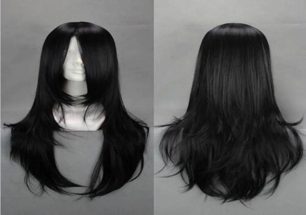 Naruto Hyuuga Neji Long Black Wig Anime cosplay parrucche 65 cm Anime Sintetico Consegna di capelli in costume 4753571